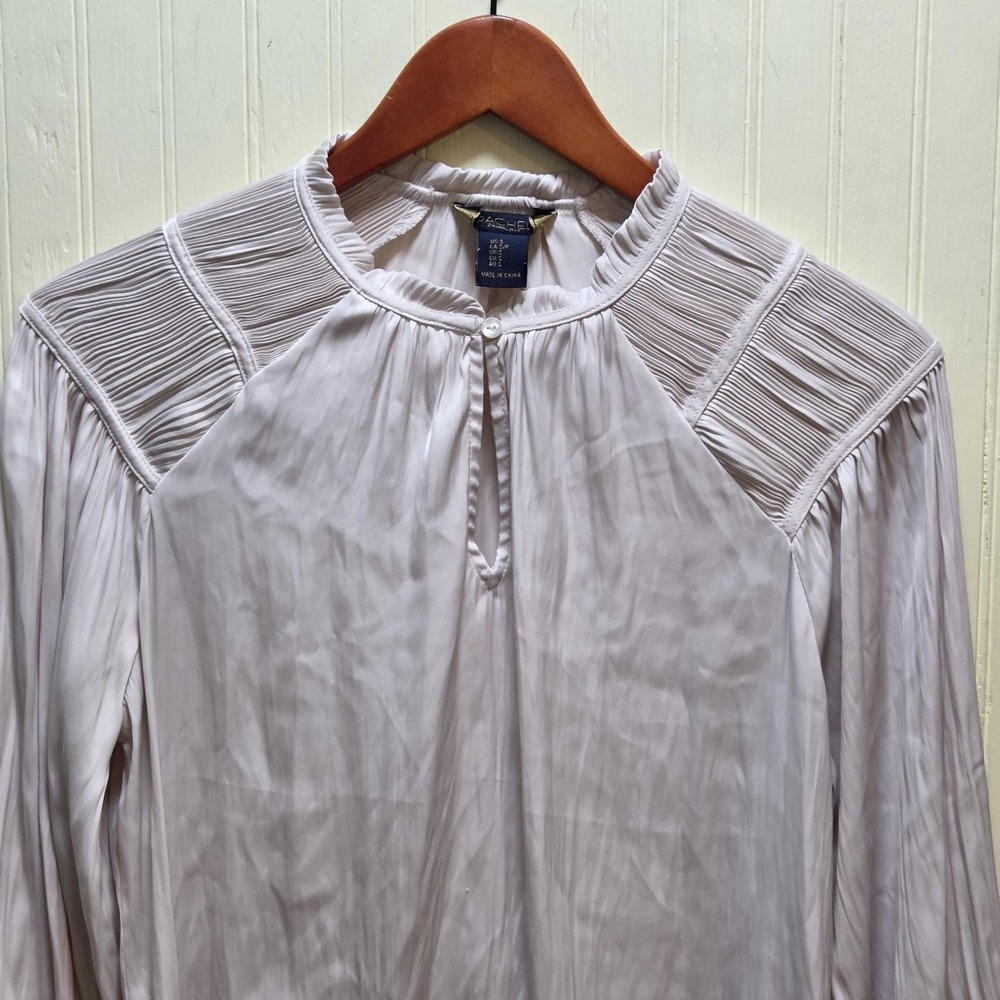 Rachel Rachel Roy Blouse Womens Small White Pleated Raglan Long Sleeve Top